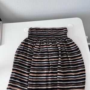 Old Navy Black and Tan Striped Smocked Waist Skirt
